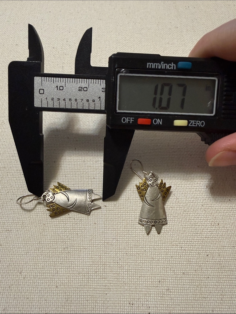 Sterling Silver 925 Two-toned Angel Drop Earrings - Picture 9 of 10